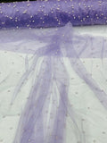 Pearl Glitter Studded Mesh, 2-Way Stretch Shimmer Mesh Fabric, Sold by the yard.