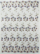 Multi Color 3D Floral Design Embroider with Pearls in a Mesh Lace Fabric -Sold by the yard.