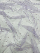 Pearl Glitter Studded Mesh, 2-Way Stretch Shimmer Mesh Fabric, Sold by the yard.