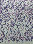 JEWEL VINE BEADED LACE ON MESH FABRIC (By The Yard)