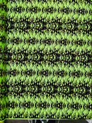 Power Mesh with Black Flocking Flames and Red Glitter Fabric-60” Wide-Hot Rod.