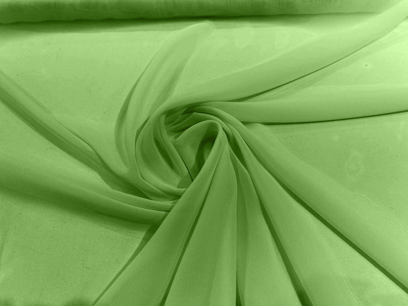Lime Green 58" Wide 100% Polyester Soft Light Weight, See Through Chiffon Fabric ByTheYard.
