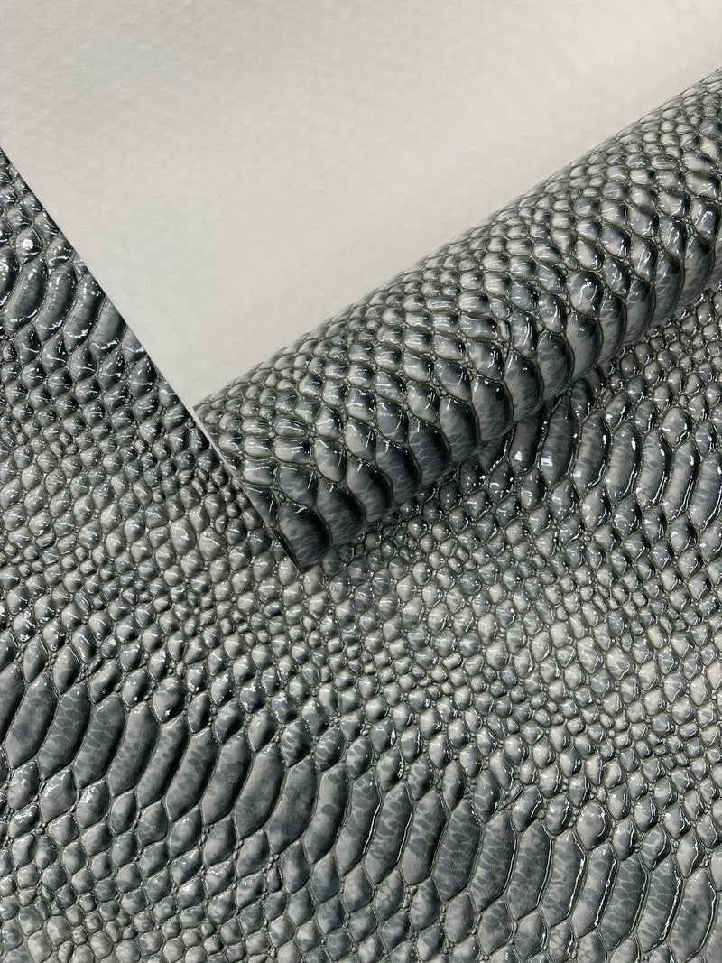 Cobra Snake Shiny Vinyl 3D Embossed Fabric / 2 Tone Cobra Snake Vinyl Leather 54" Wide