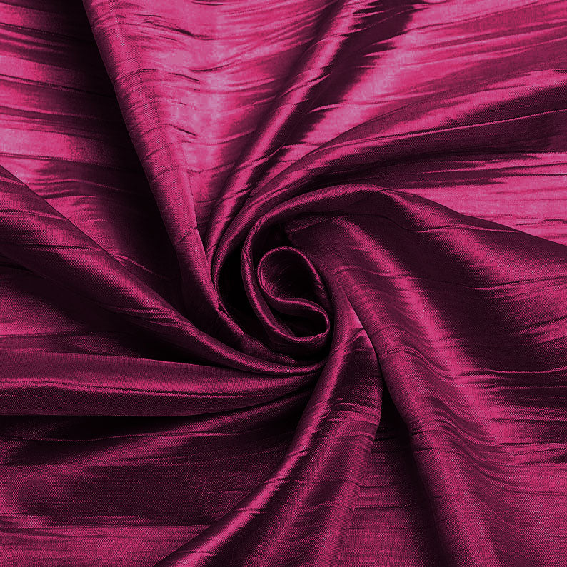 Magenta - Crushed Taffeta Fabric - 54" Width - Creased Clothing Decorations Crafts - Sold By The Yard