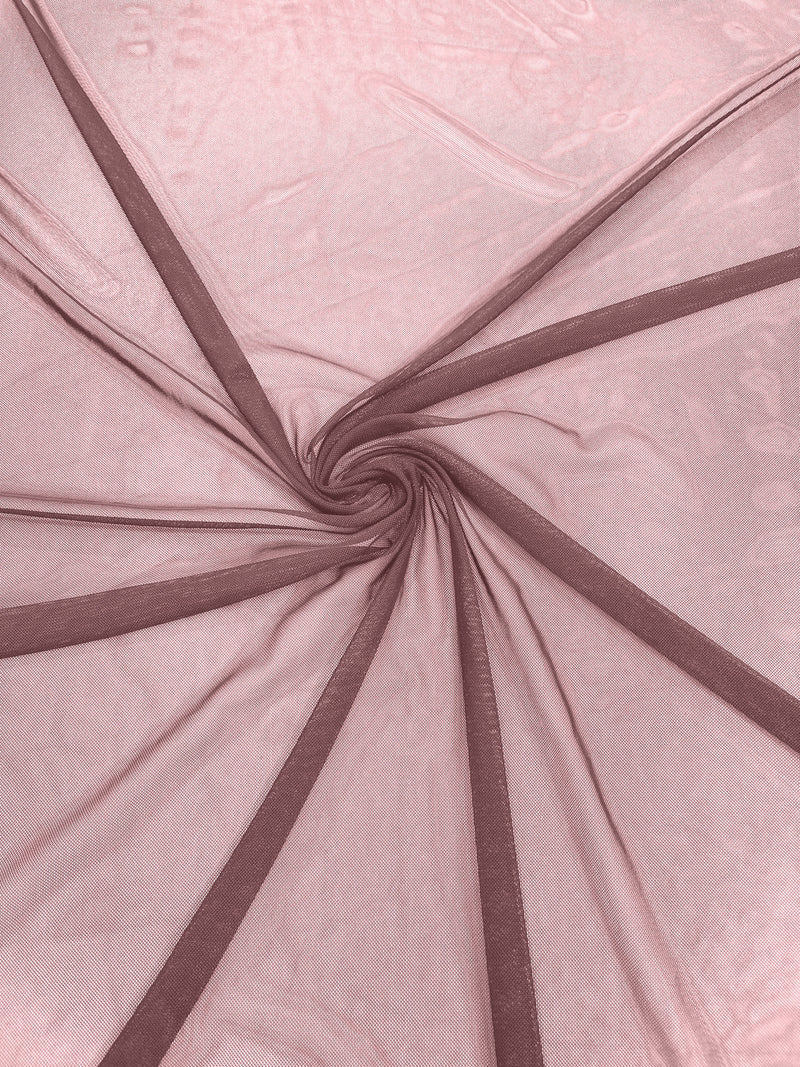 Mauve 60" Wide Solid Stretch Power Mesh Fabric Spandex/ Sheer See-Though/Sold By The Yard.