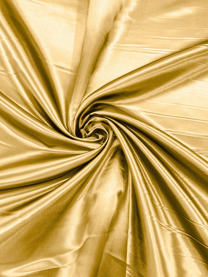 Medium Gold - Heavy Shiny Bridal Satin Fabric for Wedding Dress, 60"inches Wide SoldByTheYard.