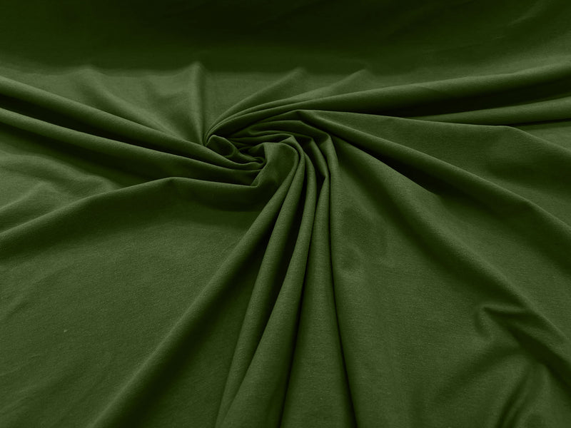 Medium Olive Green Cotton Jersey Spandex Knit Blend 95% Cotton 5 percent Spandex/58/60" Wide /Stretch Fabric/Costume