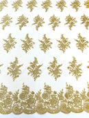 Floral corded embroider with sequins on a mesh lace fabric-prom-sold by the yard.