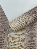 Glossy Two Tone Gator Fake Leather Upholstery, 3D Crocodile Skin Texture Faux Leather PVC Vinyl, 54" Wide