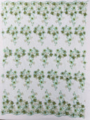 Multi Color 3D Floral Design Embroider with Pearls in a Mesh Lace Fabric -Sold by the yard.