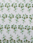 Multi Color 3D Floral Design Embroider with Pearls in a Mesh Lace Fabric -Sold by the yard.