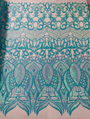 ROYALTY SEQUIN DAMASK ON STRETCH MESH FABRIC (By The Yard)