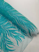 PHOENIX FEATHER SEQUIN ON STRETCH MESH FABRIC (By The Yard)