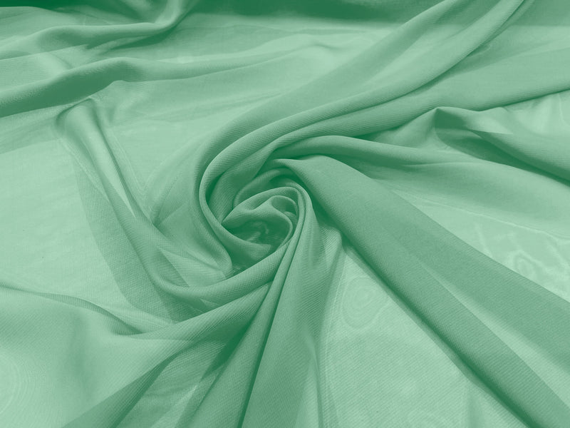 Mint Green 58" Wide 100% Polyester Soft Light Weight, See Through Chiffon Fabric ByTheYard.