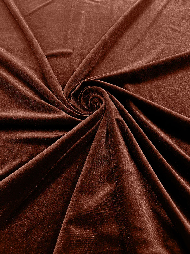 Mocha Solid Stretch Velvet Fabric  58/59" Wide 90% Polyester/10% Spandex By The Yard.