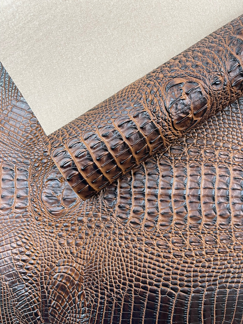 Florida Gator 3D Embossed Vinyl Fabric  / 2 Tone Crocodile Vinyl Leather 54" Wide