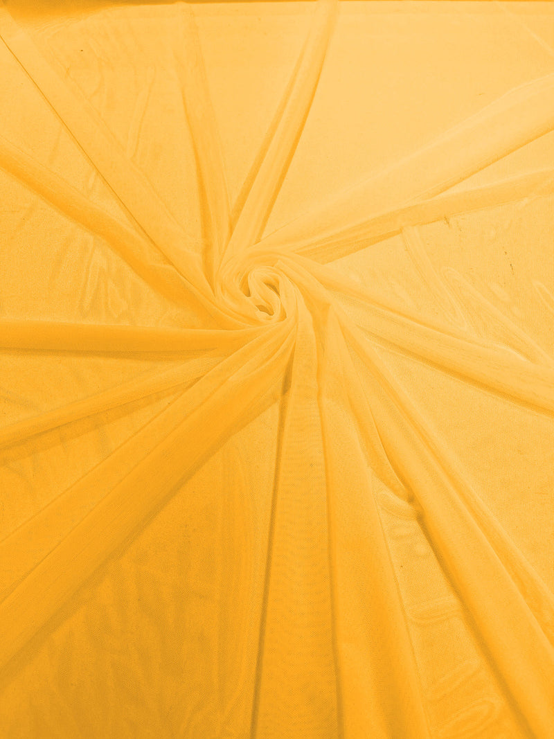 Mustard 60" Wide Solid Stretch Power Mesh Fabric Spandex/ Sheer See-Though/Sold By The Yard.