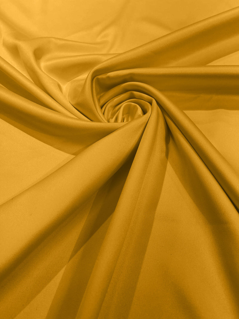 Mustard Solid Matte Stretch L'Amour Satin Fabric 95% Polyester 5% Spandex/58" Wide/ By The Yard