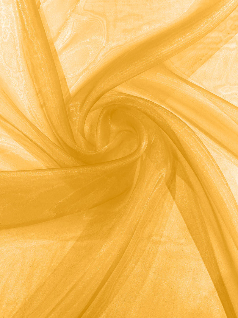 Mustard Solid Light Weight, Sheer, See Through Crystal Organza Fabric 60" Wide ByTheYard.