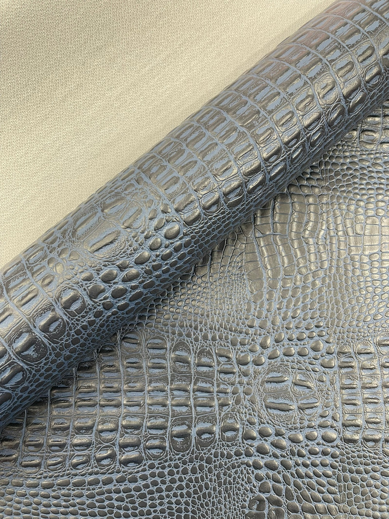 Crocodile Marine Vinyl 2 tone Upholstery, Crocodile Skin Texture Faux Leather PVC Vinyl, 54" Wide.