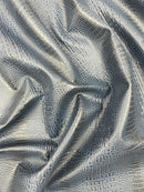 Crocodile Marine Vinyl 2 tone Upholstery, Crocodile Skin Texture Faux Leather PVC Vinyl, 54" Wide.