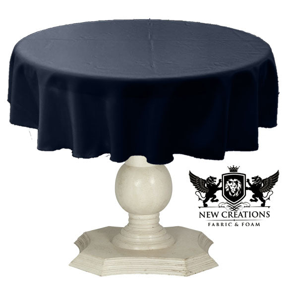 Tablecloth Solid Dull Bridal Satin Overlay for Small Coffee Table Seamless. Navy Blue
