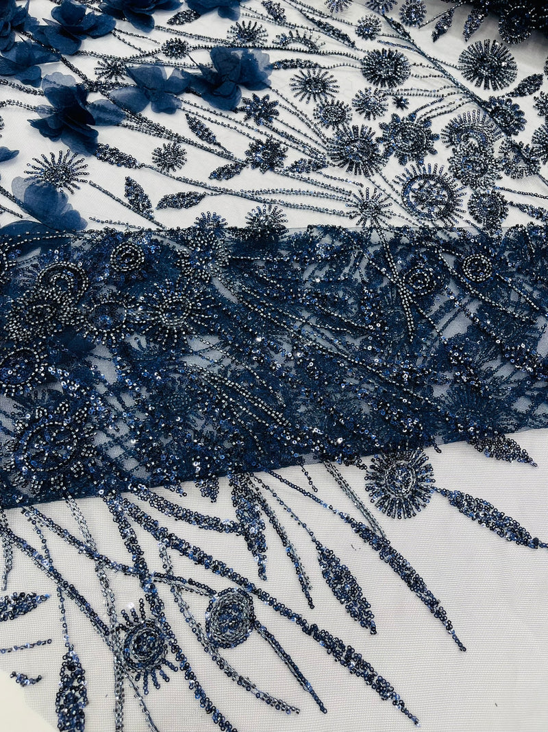 Luxury 3D Floral/Butterfly Beaded lace, by The Yard.