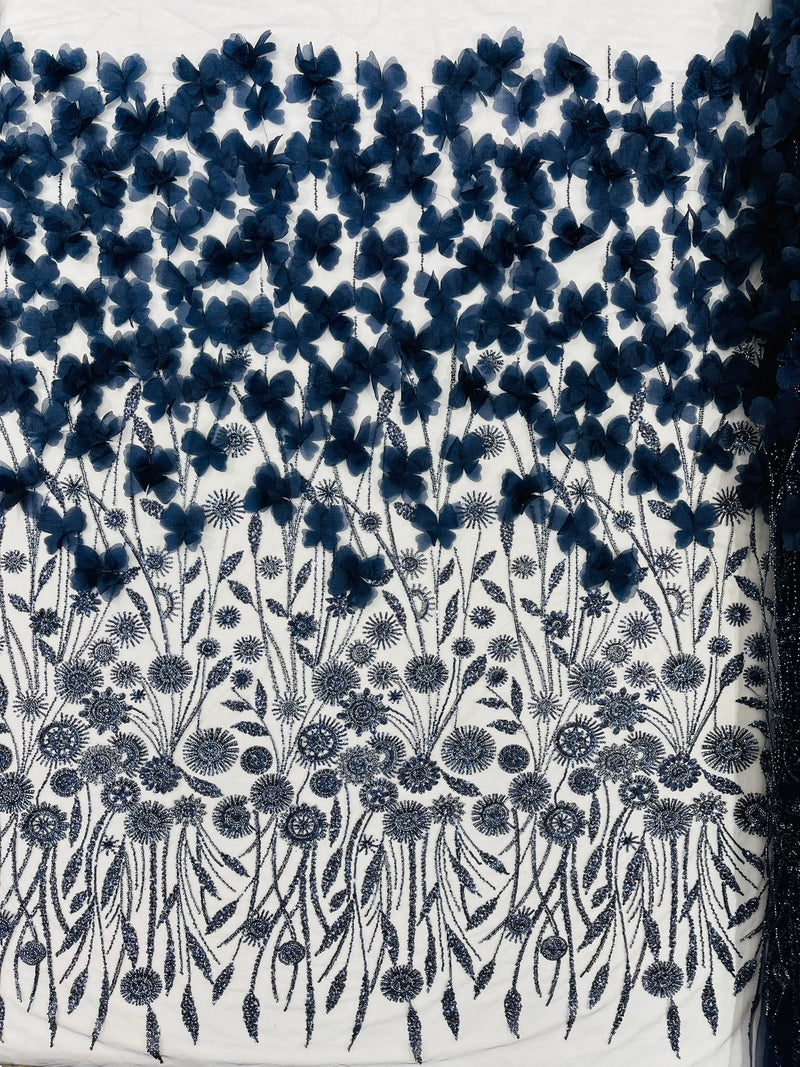 Luxury 3D Floral/Butterfly Beaded lace, by The Yard.