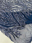 Vine/Root Sequin 4 Way Stretch Mesh Fabric, by The Yard.