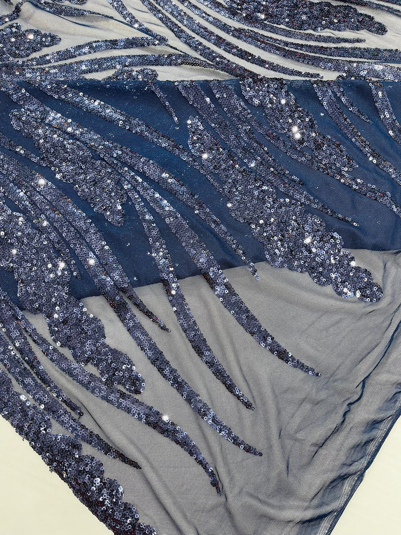 Feather damask shiny sequin design on a 4 way stretch mesh Fabric-sold by The yard.