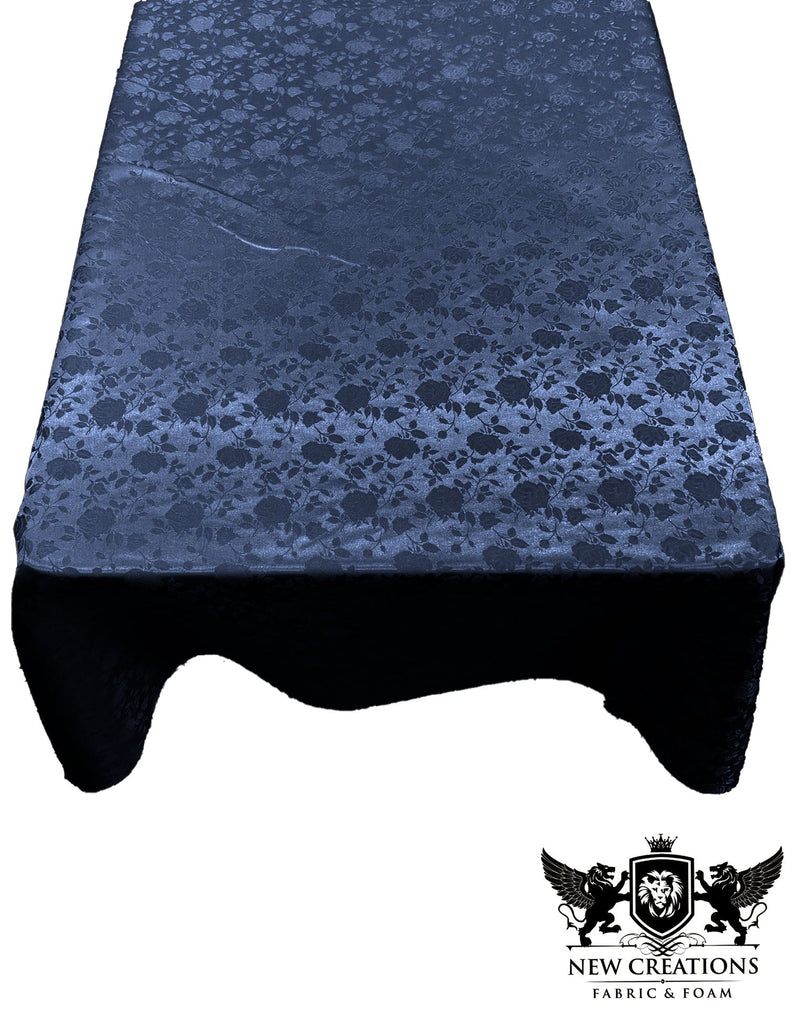 Rectangular Tablecloth Roses Jacquard Satin Overlay for Small Coffee Table Seamless. (60 Inches x 90 Inches)