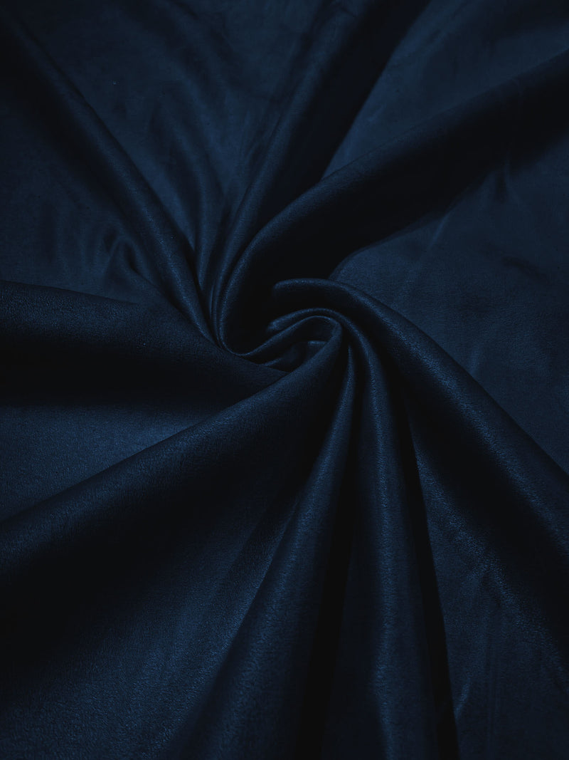 Navy Blue Faux Suede Polyester Fabric | Microsuede | 58" Wide.