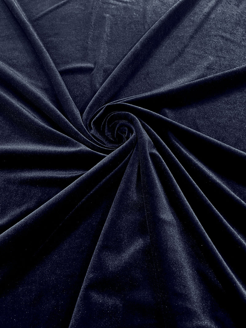 Navy Blue Solid Stretch Velvet Fabric  58/59" Wide 90% Polyester/10% Spandex By The Yard.