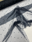 Pearl Glitter Studded Mesh, 2-Way Stretch Shimmer Mesh Fabric, Sold by the yard.