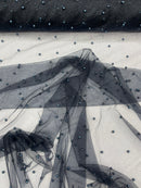 Pearl Glitter Studded Mesh, 2-Way Stretch Shimmer Mesh Fabric, Sold by the yard.