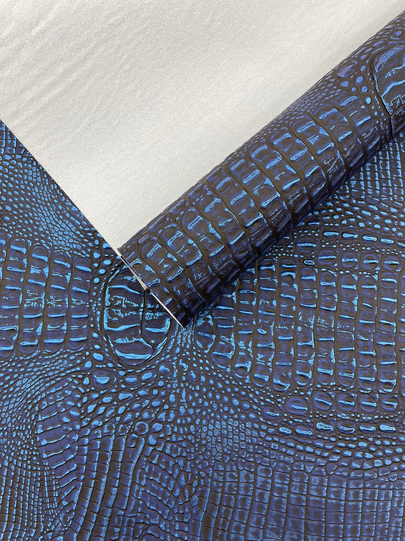 Metallic Gator Vinyl Fabric 54" Wide / Upholstery Crafting Accessories Applications Faux Leather PVC.