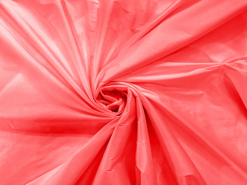 Neon Coral  - 100% Polyester Imitation Silk Taffeta Fabric 55" Wide/Costume/Dress/Cosplay/Wedding.