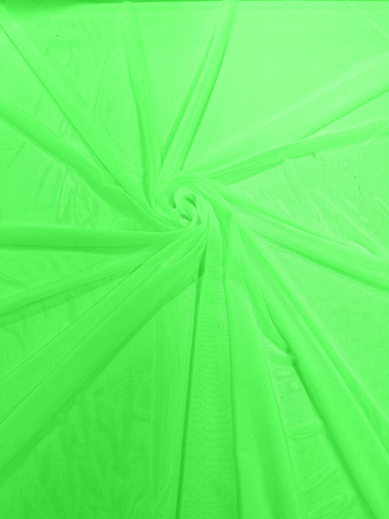 Neon Lime 60" Wide Solid Stretch Power Mesh Fabric Spandex/ Sheer See-Though/Sold By The Yard.