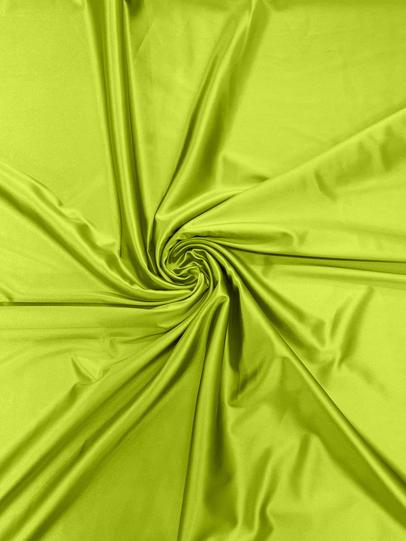 Neon Lime Green Stretch Satin Spandex Fabric, Heavy Shiny, Prom Wedding Cosplay Use.