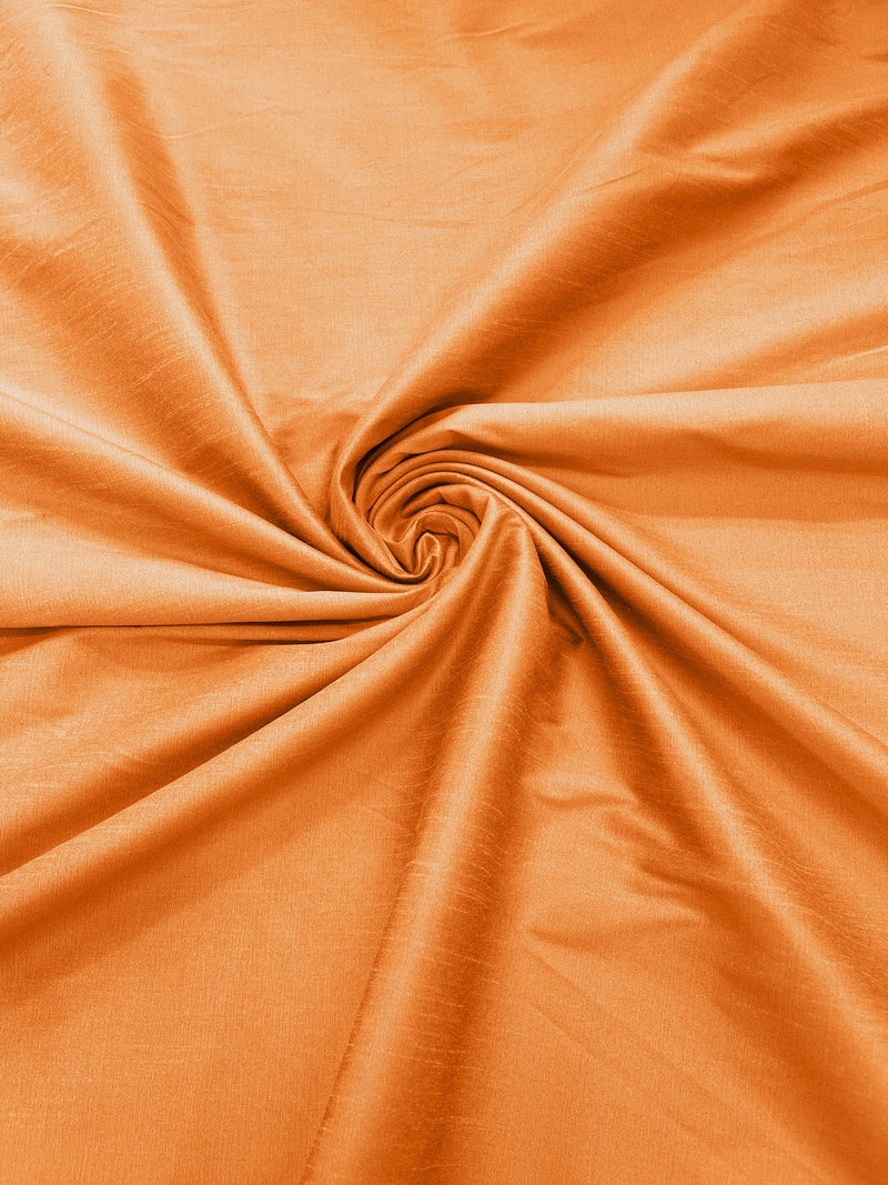 Neon Orange - Polyester Dupioni Faux Silk Fabric/ 55” Wide/Wedding Fabric/Home Decor.