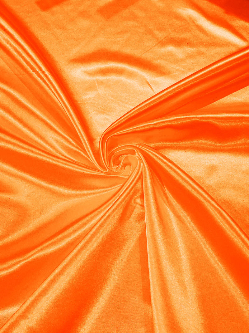 Neon Orange - Heavy Shiny Bridal Satin Fabric for Wedding Dress, 60"inches Wide SoldByTheYard.
