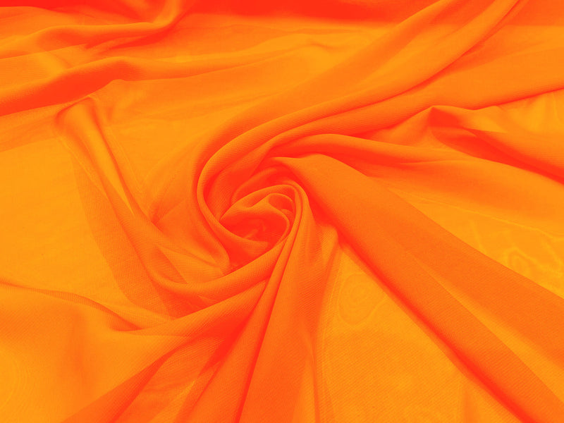 Neon Orange 58" Wide 100% Polyester Soft Light Weight, See Through Chiffon Fabric ByTheYard.