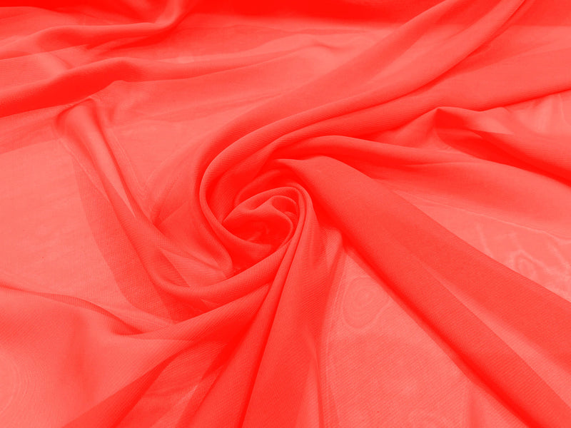 Neon Pink 58" Wide 100% Polyester Soft Light Weight, See Through Chiffon Fabric ByTheYard.