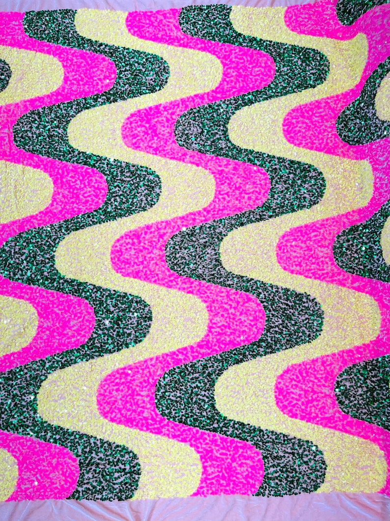 Wave Sequin Design On A Stretch Velvet Fabric/Costumes/Cosplays/Prom.