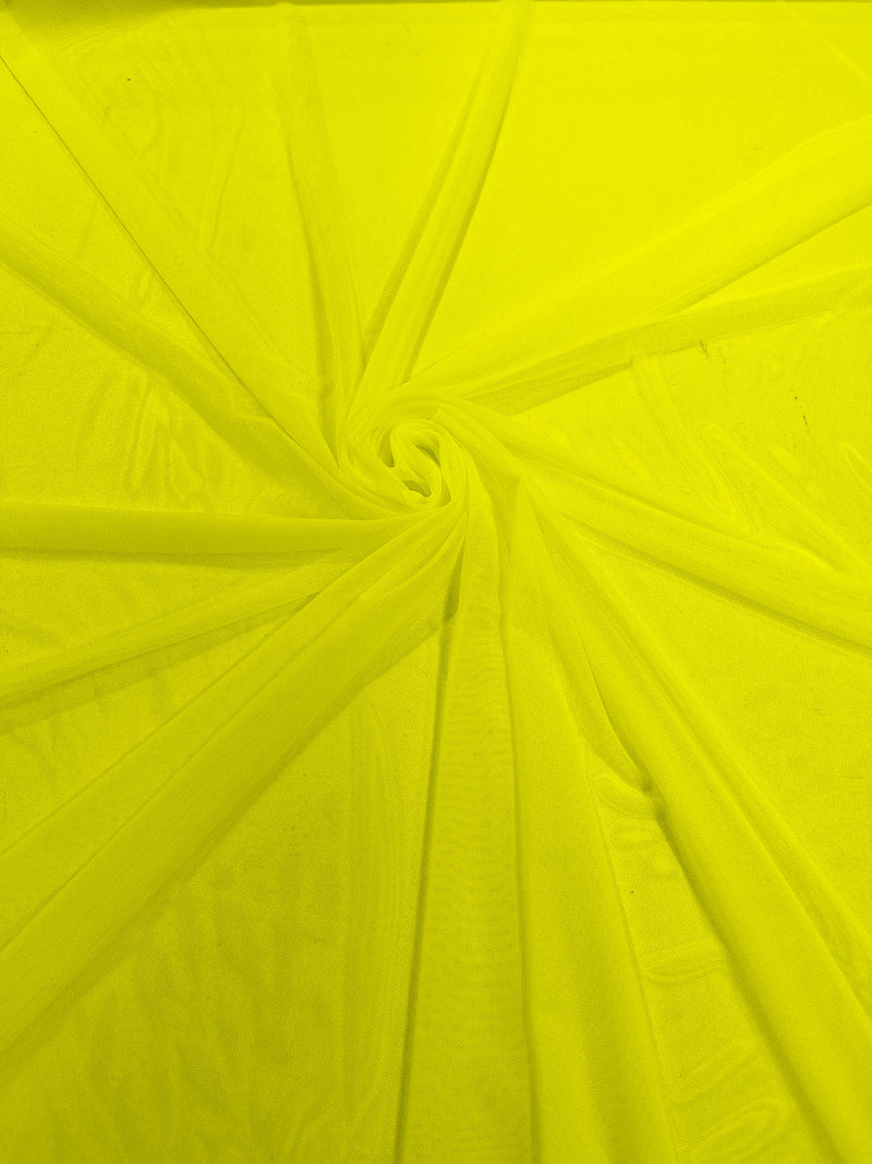 Neon Yellow 60" Wide Solid Stretch Power Mesh Fabric Spandex/ Sheer See-Though/Sold By The Yard.