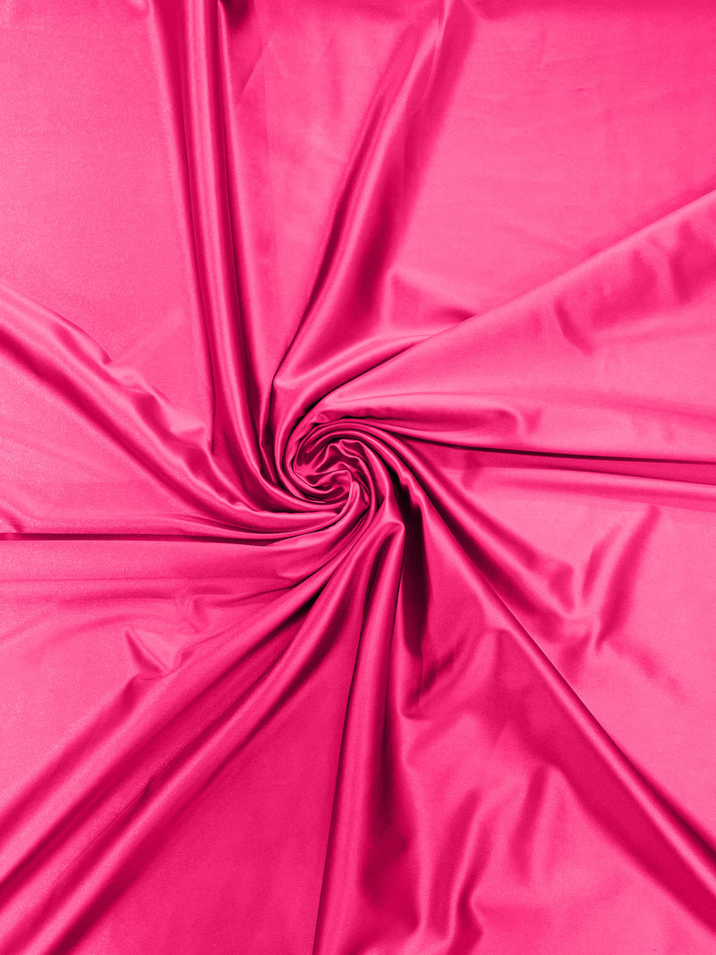 Neon Hot Pink Stretch Satin Spandex Fabric, Heavy Shiny, Prom Wedding Cosplay Use.