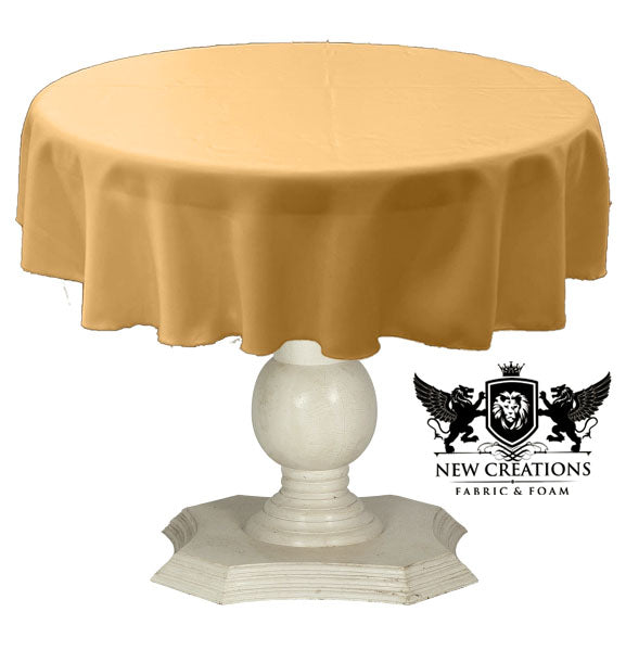 Tablecloth Solid Dull Bridal Satin Overlay for Small Coffee Table Seamless. Neutro Gold