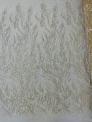 FANCY BEADED LACE ON MESH FABRIC (By The Yard)