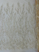 FANCY BEADED LACE ON MESH FABRIC (By The Yard)