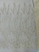 FANCY BEADED LACE ON MESH FABRIC (By The Yard)